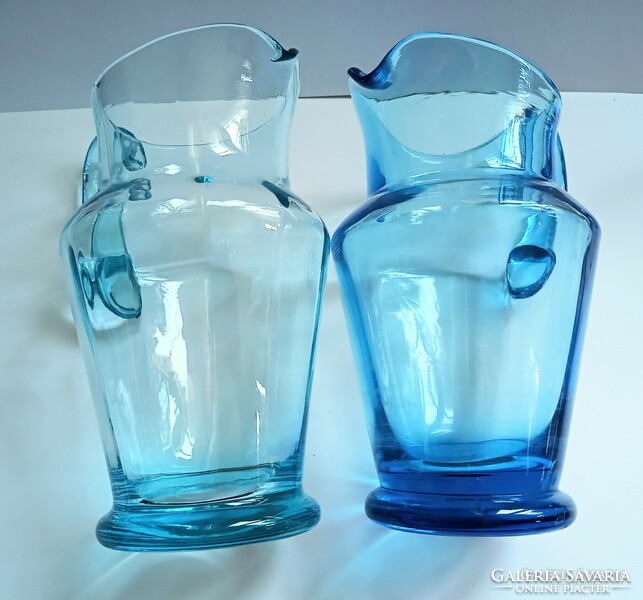 Dark turquoise blue glass jug 19cm, 9dl