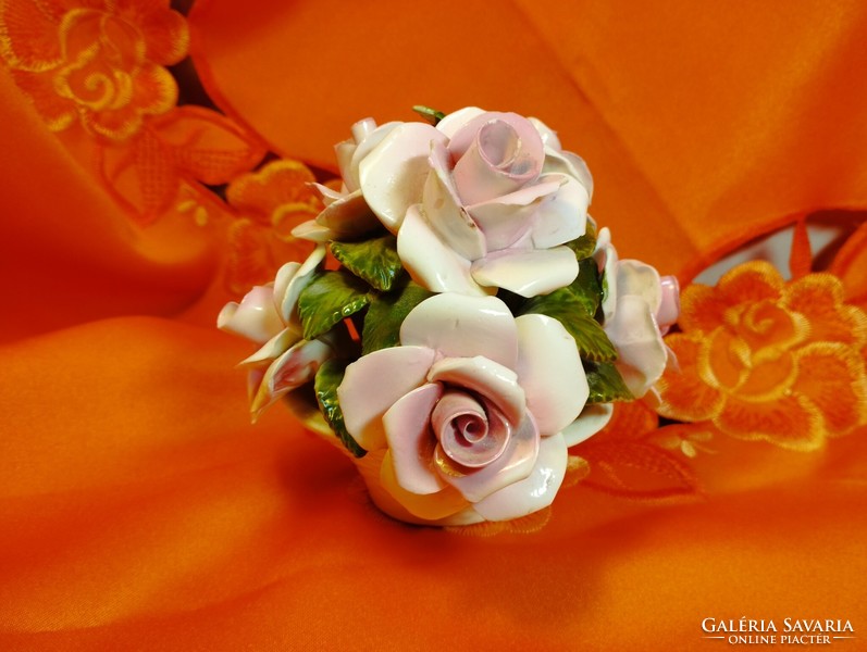 English porcelain rose basket