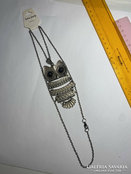 Owl figurine 43 cm long bisque necklace, the length of the figurine including the hanger is 9 cm