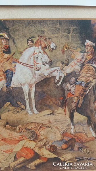 Gyula Benczúr's (1844-1920) recapture of Budavar from the Turks is a print after his painting.