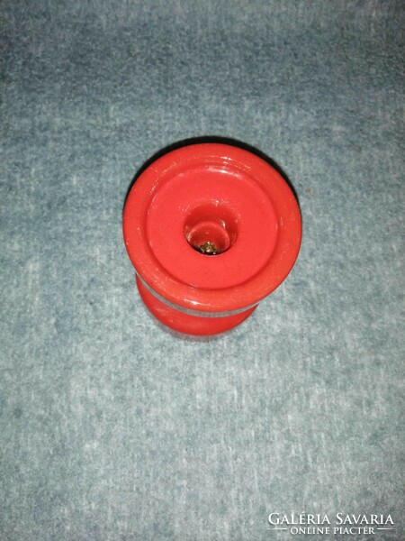 Red ceramic candle holder, 10 cm high (a8)