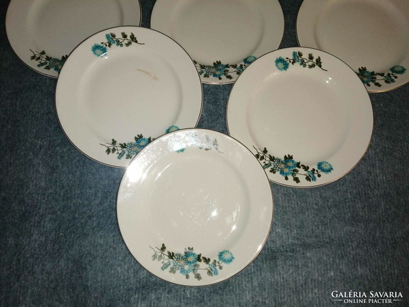 Retro porcelain flat plate 6 pieces in one - diam. 23 cm (a9)
