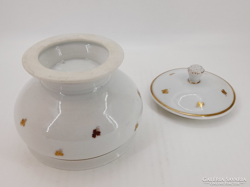 Antik Elbogen porcelán cukortartó, fedeles tároló, 12,5 cm