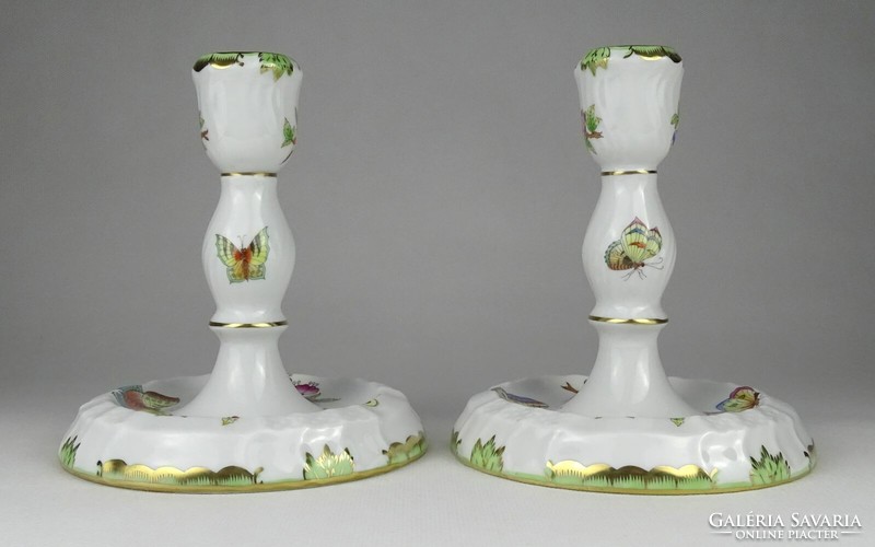 1Q443 Pair of Herend Victoria Pattern Candle Holders 14.5 Cm