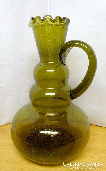 Antique bubble glass jug from the beginning of the 19th century, waldglas