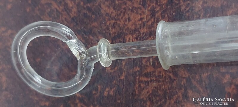 RITKA ! Vintage , retro régi üveg fecskendő (talán orvosi, patikusi, gyógyszerészeti eszköz )