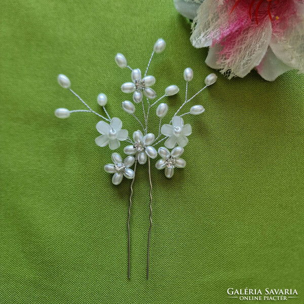 Wedding had163 - rhinestone beaded flower hairpin