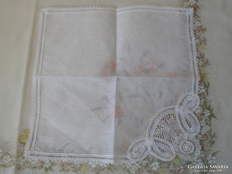 Brussels lace white handkerchief