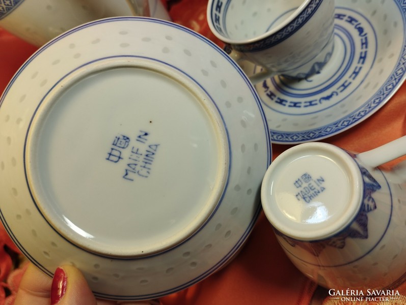 Chinese porcelain with grains of rice, coffee set for 6 people