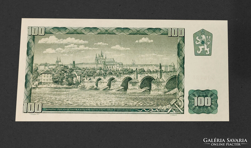 Ritkább! Csehszlovákia 100 Korona / Korun 1961, EF, "C" sorozat