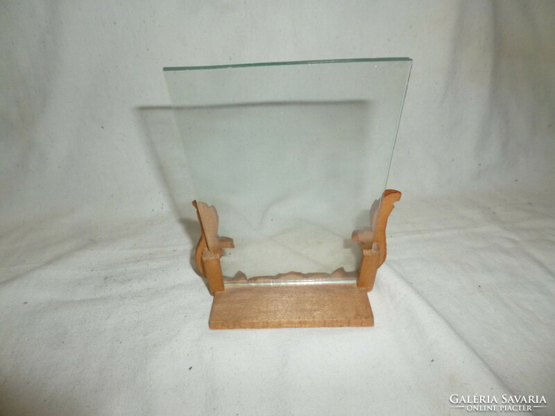 Antique table wood carved picture holder 14cm