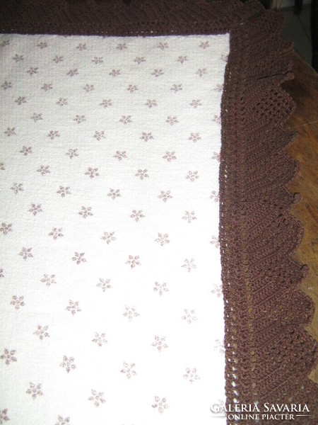 Beautiful handmade crocheted small floral woven tablecloth