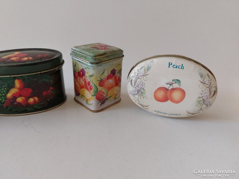 Small metal box with fruit pattern 4 pcs