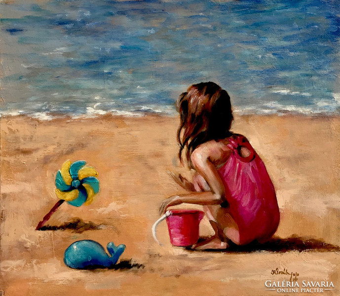 Carefree summer - oil painting - 35 x 41 cm