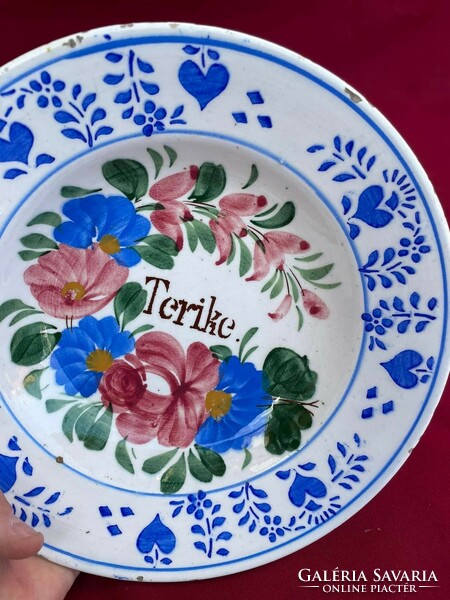 Old Hólloháza terike wall plate decorative plate hard ceramic