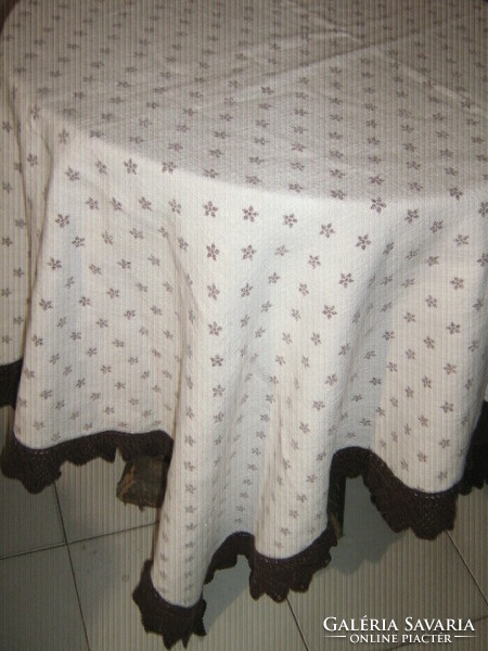 Beautiful handmade crocheted small floral woven tablecloth