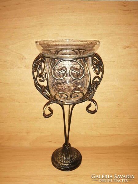 Veiled glass goblet in metal holder - 25 cm (b)