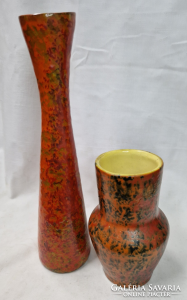 Tófej, retro, applied art, glazed, ceramic vases, in perfect condition, sold together