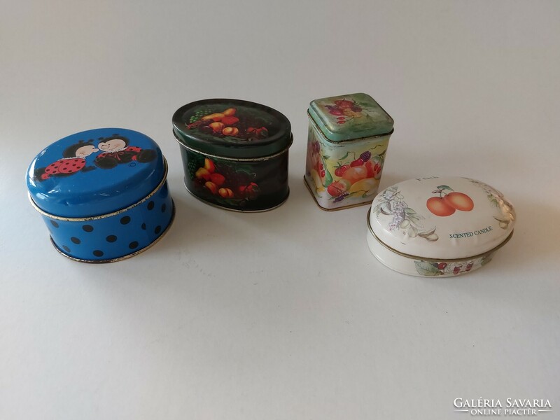 Small metal box with fruit pattern 4 pcs