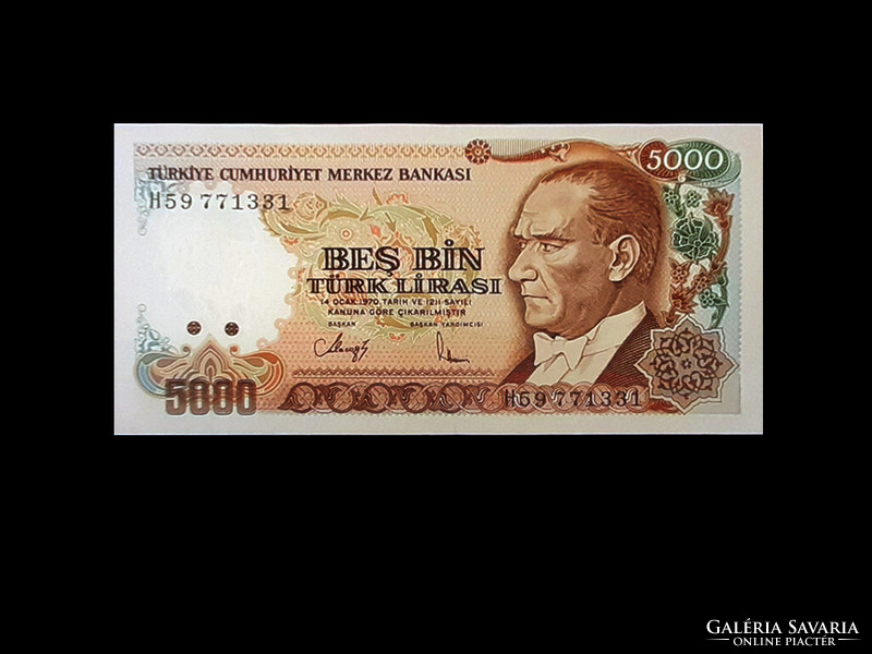 UNC - 5 000 LIRA - TÖRÖKORSZÁG - 1990