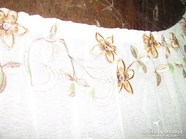 Floral double lace curtain embroidered in beautiful colorful fabric