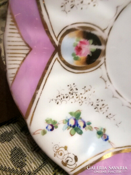 P&s portheim & söhne, chodau 1847-1872 hand-painted Viennese rose porcelain plate - art&decoration