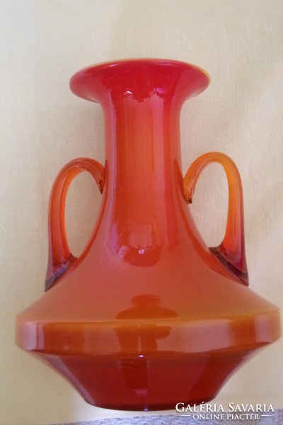 Váza amfora rétegelt üveg Dragan Drobnjak Prokuplje 18x14cm retro hand made
