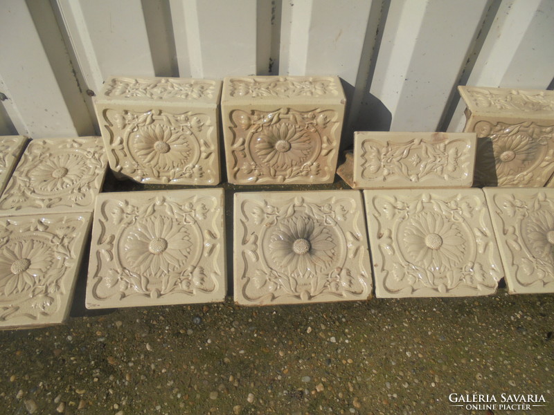 Twenty-six pieces of old stove tiles - 14 + 12 pieces