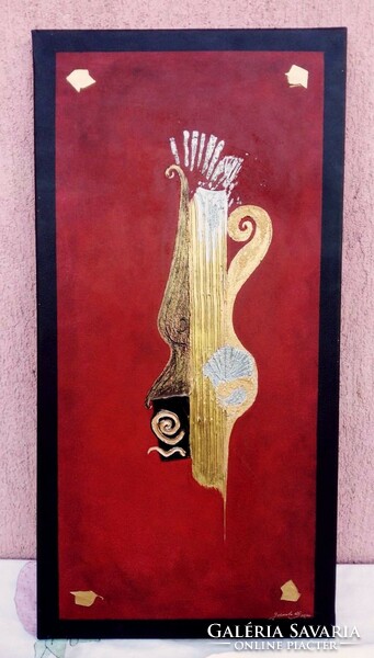 Modern duo abstract painting composition from Italy. A rarity with antique Greek influence
