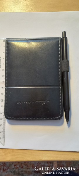 Promotional notepad holder with pen holder