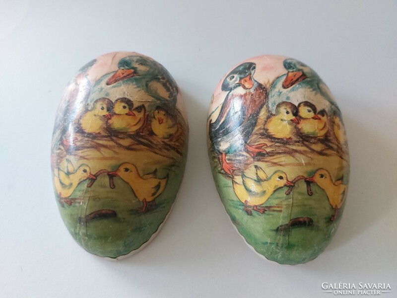 Régi papírmasé tojás húsvéti dekor 14 cm kacsa minta