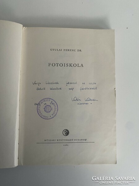 Dr. Gyulai Ferenc Fotoiskola 1962 Műszaki Könyvkiadó