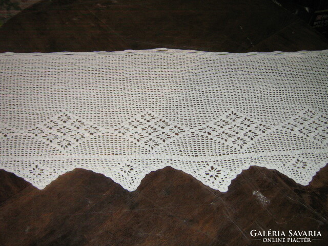 Beautiful hand crocheted antique stained glass lace curtain