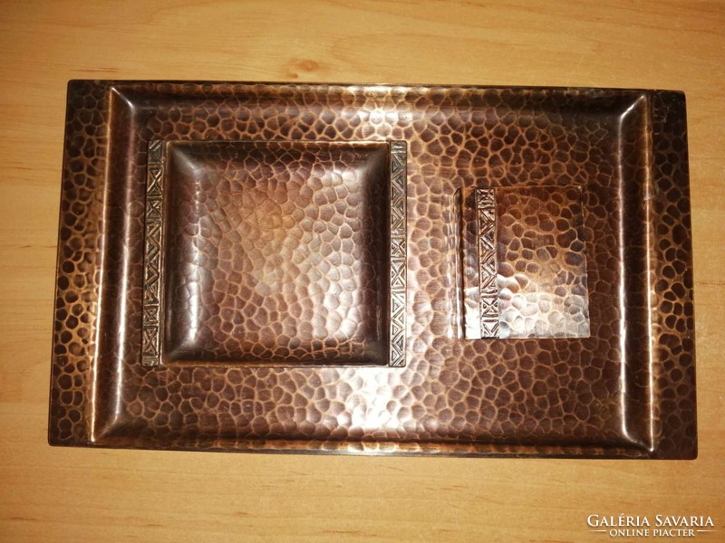 Craftsman copper cigar tray, ashtray and match holder set (b)