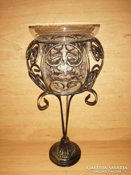 Veiled glass goblet in metal holder - 25 cm (b)