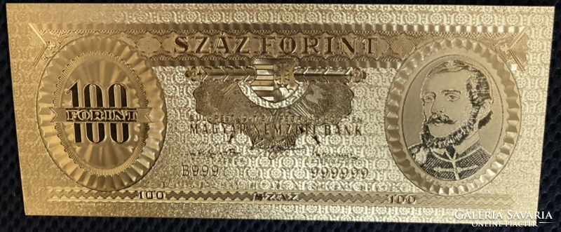 24 karátos aranyozott száz forint / 100 forint