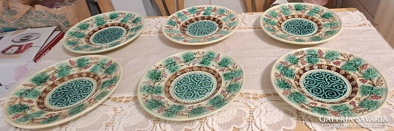 6 Körmöcbánya majolica cookie and cake plates