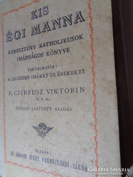 Imakönyv  , Kis Égi manna  1926 . 8 x 10 cm