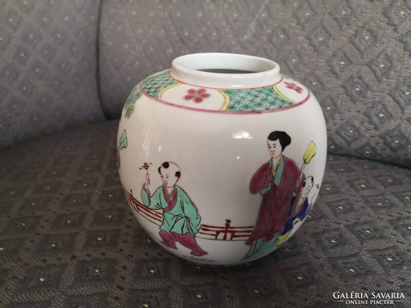 Canton famille rose Chinese ball vase