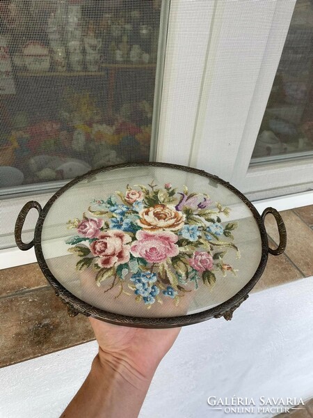 Beautiful floral needle tapestry tray centerpiece