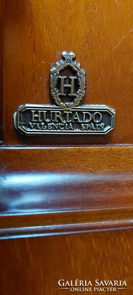 Spanish Hurtado brand desk for sale with matching leather armrests and paper basket.