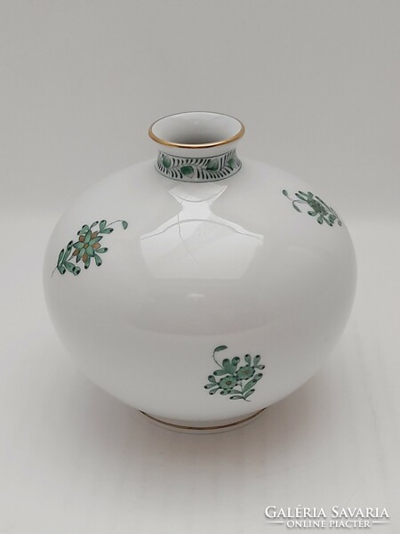 Herend green Indian basket pattern sphere vase (11 cm)