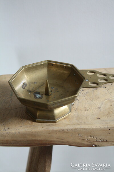 Old copper walking candle holder, candle holder - in good condition