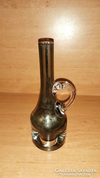 Füst színű füles üveg  váza - 16 cm (12/d)