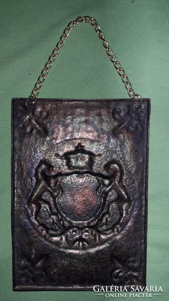 Régi tömör réz falikép BRÜSSZEL címerrel ellátva díszítve 14 x 10 cm a képek szerint
