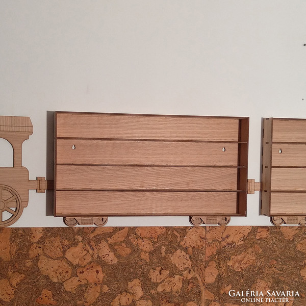 Small car-carrying train for wall shelf
