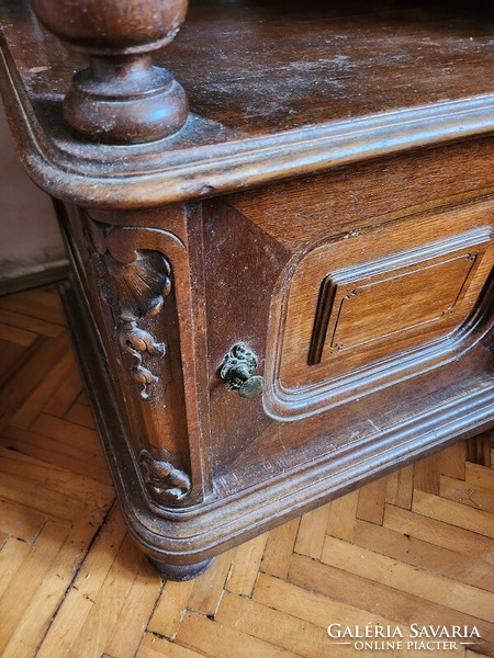 Two bedside tables with marble tops