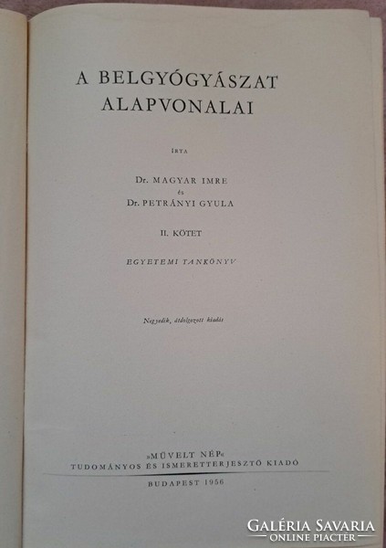 Gyula Magyar Imrepetrányi: basic lines of internal medicine Volume ii