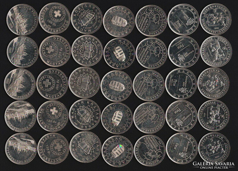 35 jubilee HUF 50 circulation coins. - 7 X 5 per variety.