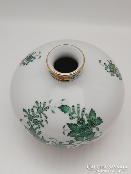 Herend green Indian basket pattern sphere vase (11 cm)